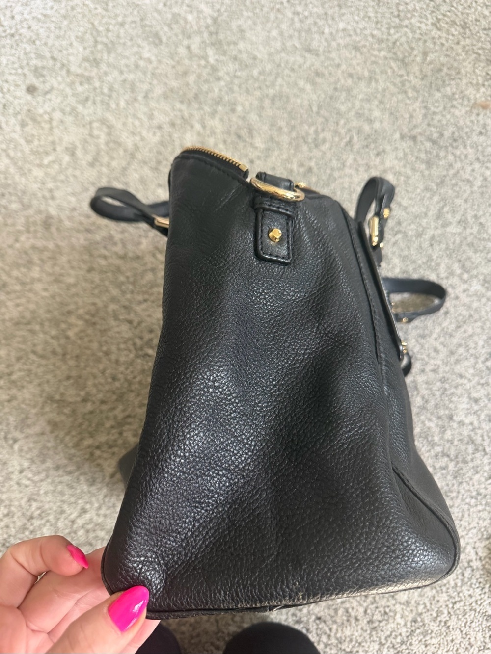 Michael Kors Black Pebbled Leather Satchel Shoulder Bag | Gold Hardware - Picture 9 of 14